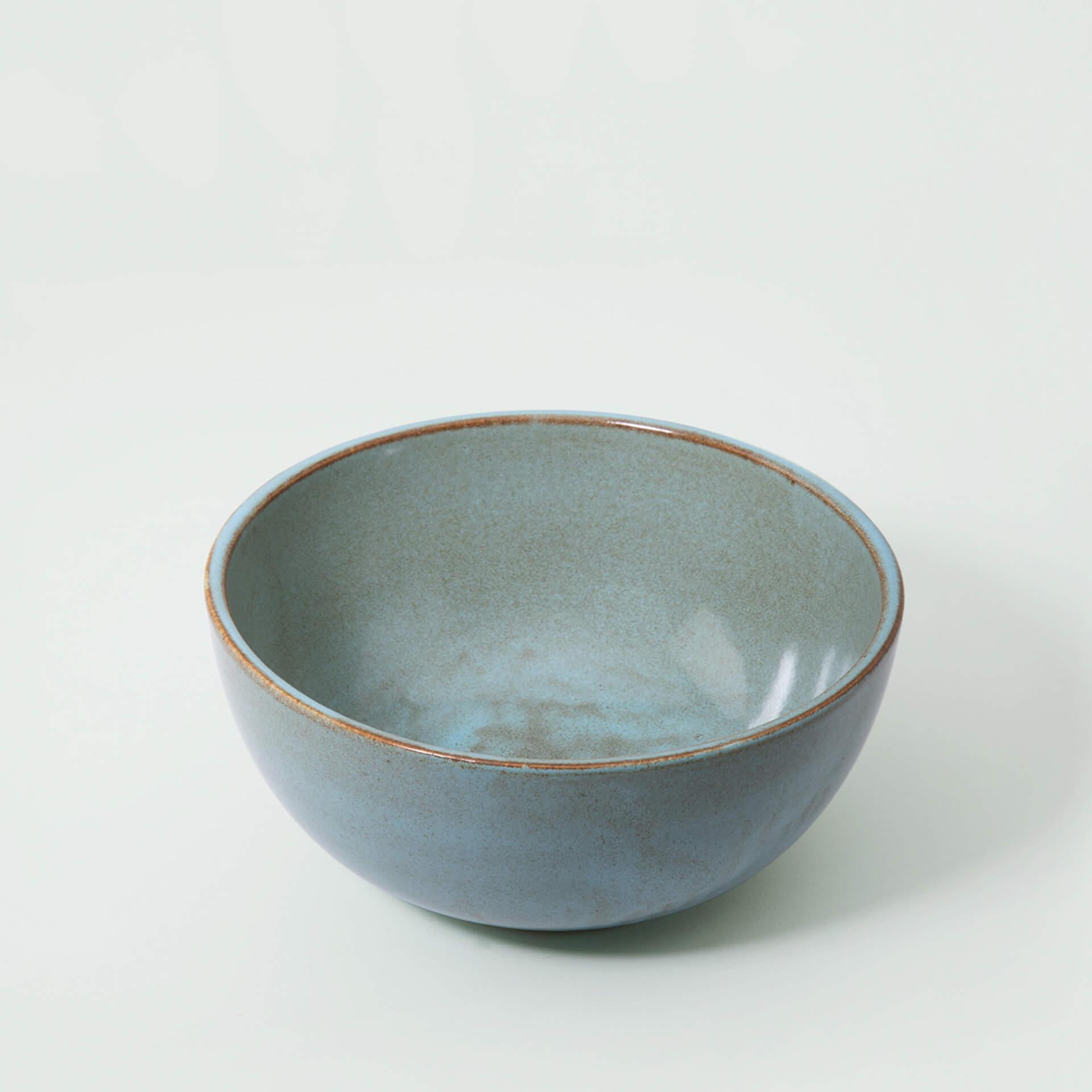 aqua rustic ceramic serving bowl- small