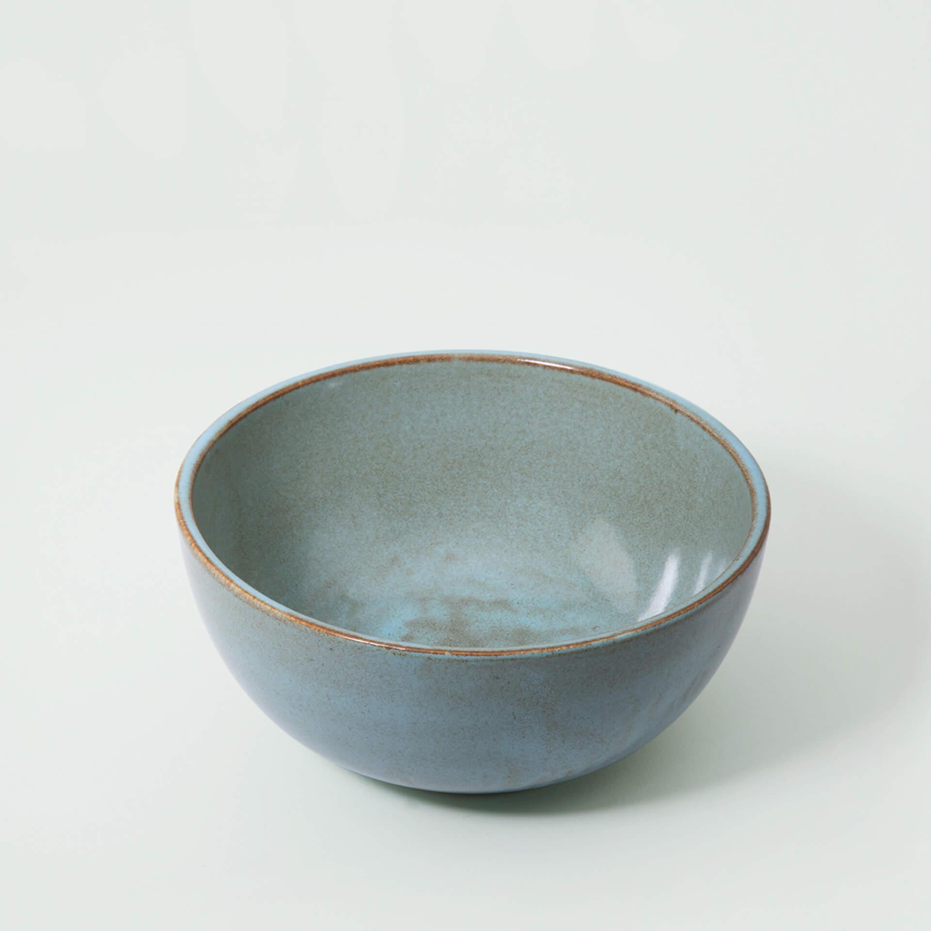 aqua rustic ceramic serving bowl- small