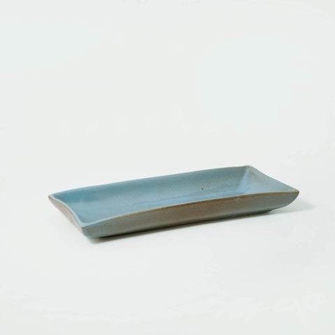 aqua rustic ceramic platter- small - ellementry