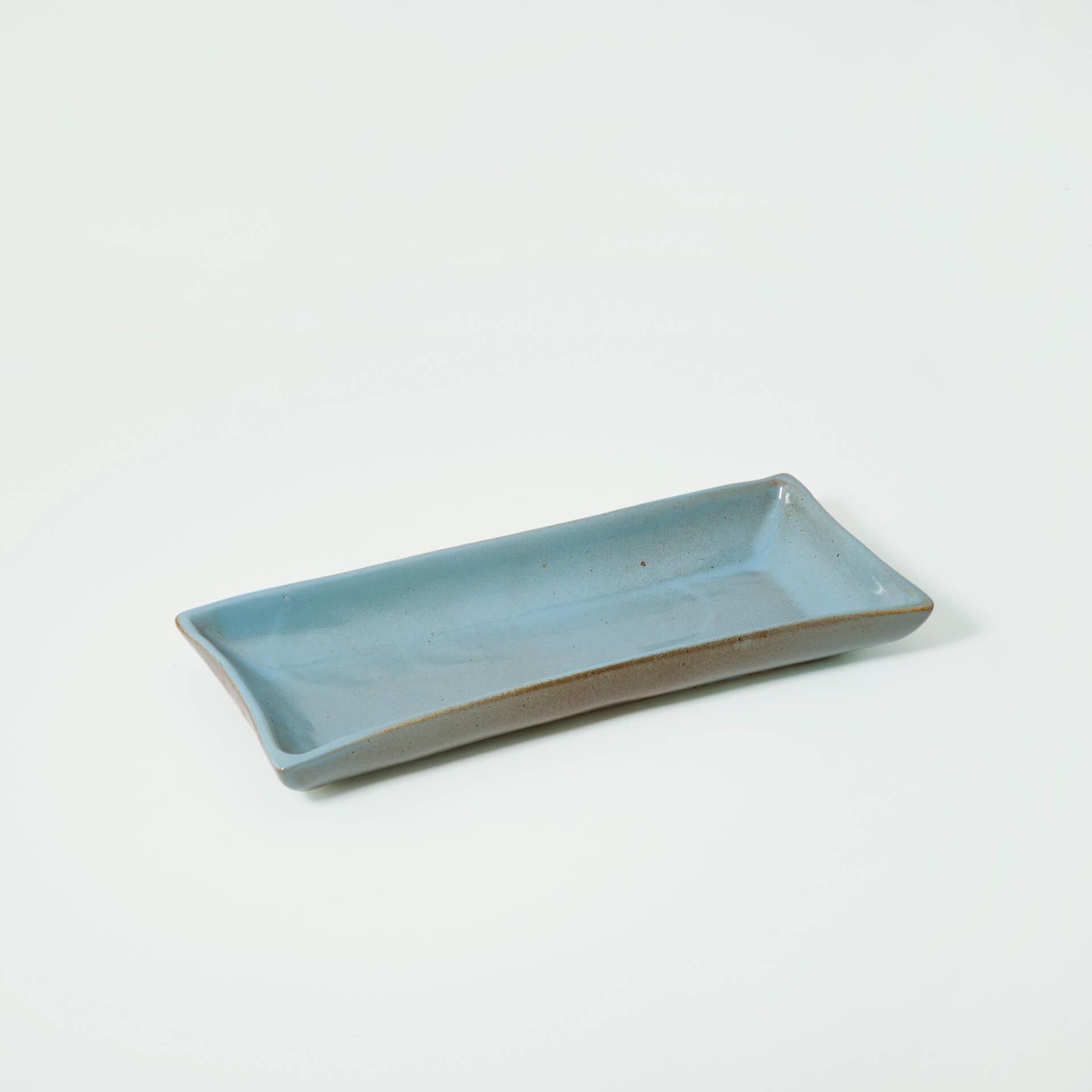 aqua rustic ceramic platter- small