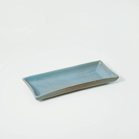 aqua rustic ceramic platter- small - ellementry