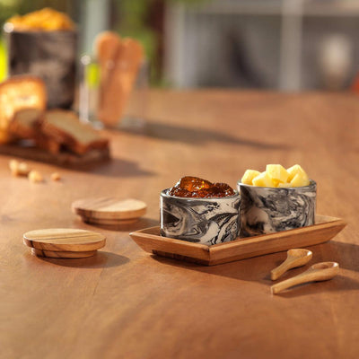 carbon ceramic and wood condiment set - ellementry