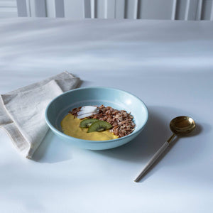 Ceramic Cereal Bowl Stripes Blue