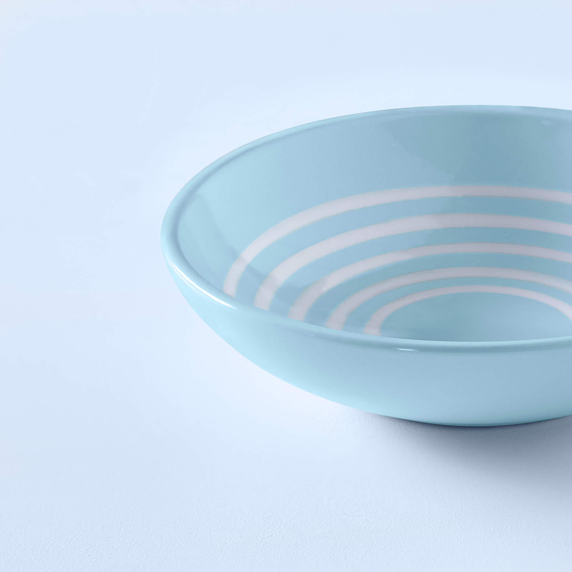 ceramic cereal bowl stripes blue