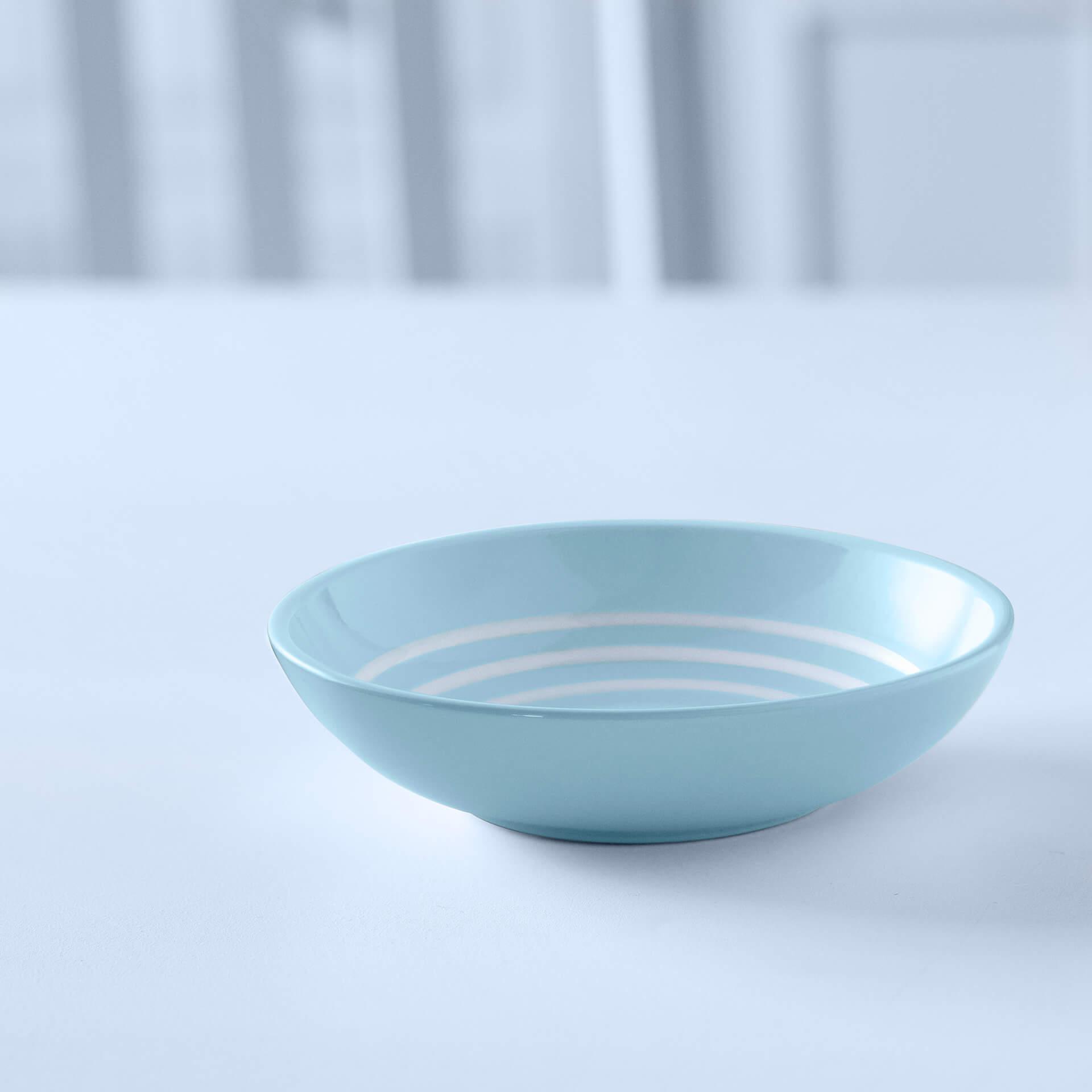 ceramic cereal bowl stripes blue