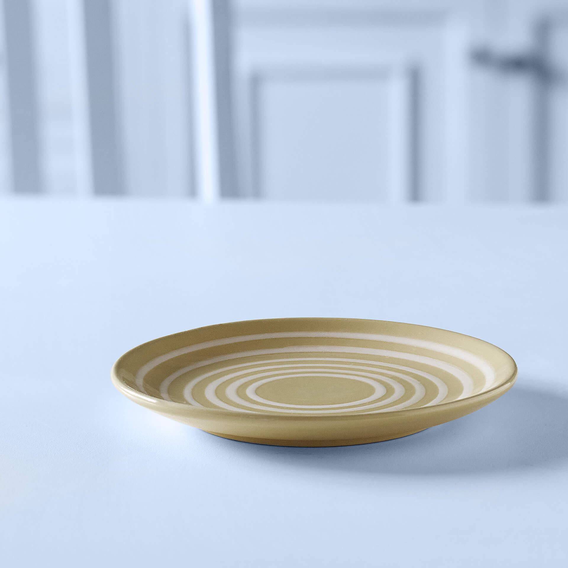 ceramic breakfast plate stripes lemon