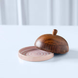 ceramic butter dish stripes w/wdn lid blush - ellementry