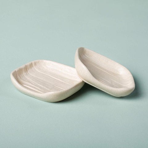 Egg Shell Ceramic Spoon Rest (Set of 2) - ellementry