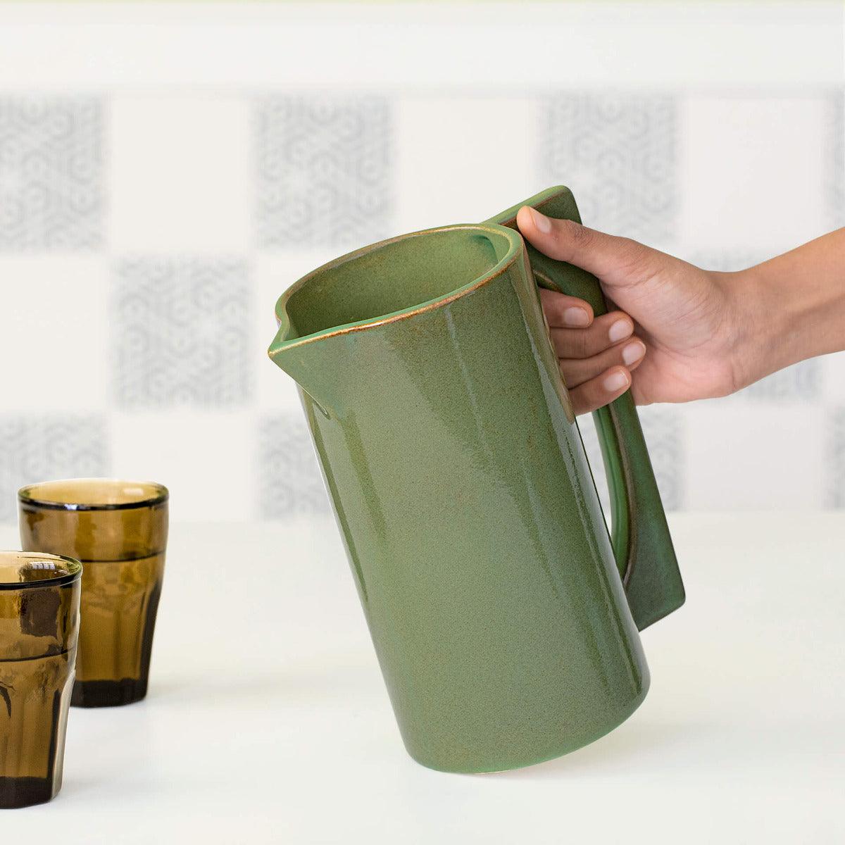 Rustic Sage Ceramic Jug