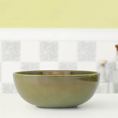 Rustic Sage Ceramic Serving Bowl (Large) - ellementry