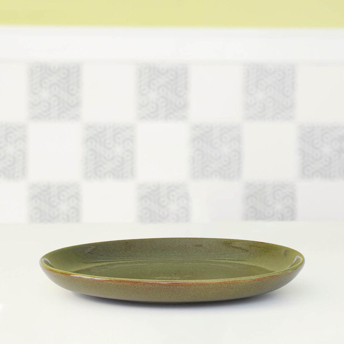 Rustic Sage Ceramic Dinner Plate - ellementry