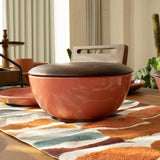 Rustic Reef Ceramic Serving Bowl With Wooden Lid - ellementry
