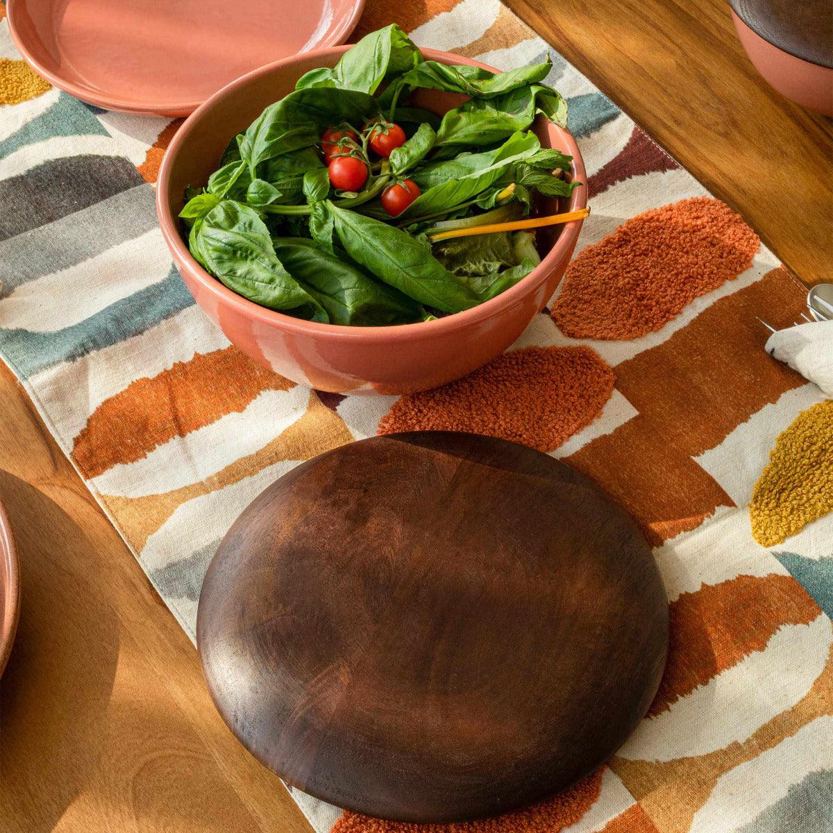 Rustic Reef Ceramic Serving Bowl With Wooden Lid