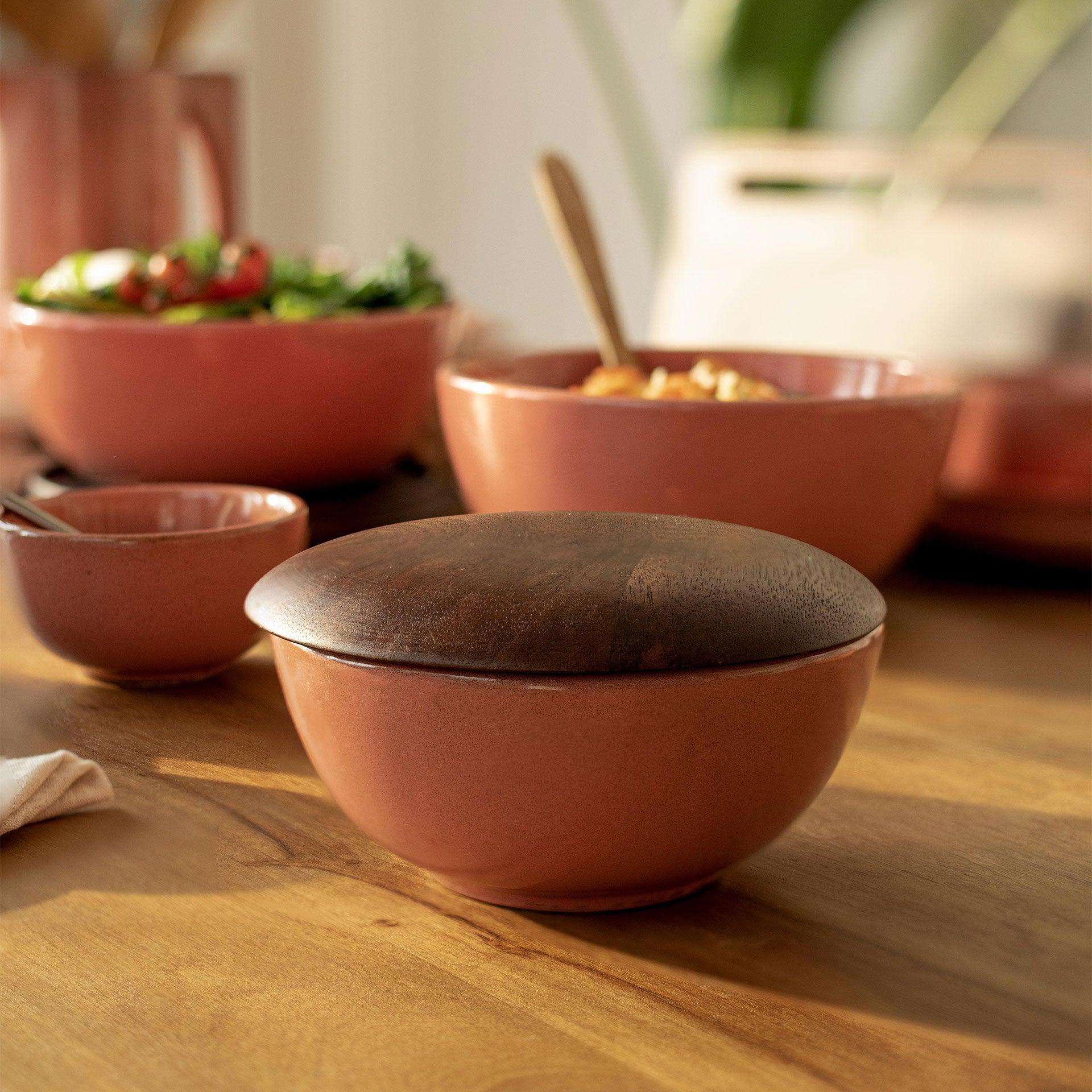 Rustic Reef Ceramic Soup Bowl With Wooden Lid