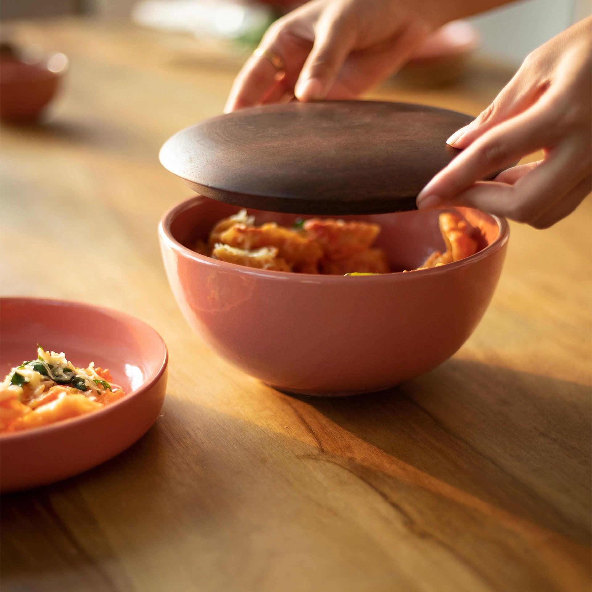 Rustic Reef Ceramic Soup Bowl With Wooden Lid