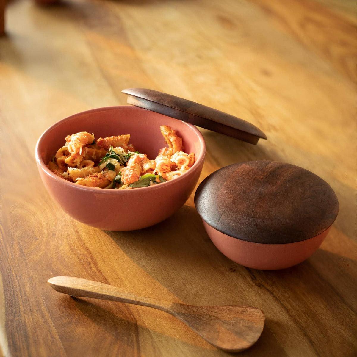 Rustic Reef Ceramic Soup Bowl With Wooden Lid