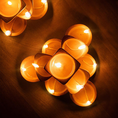 Trigun Terracotta Diya Set of 22 - ellementry