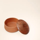 terracotta curd setter with wooden lid- small - ellementry
