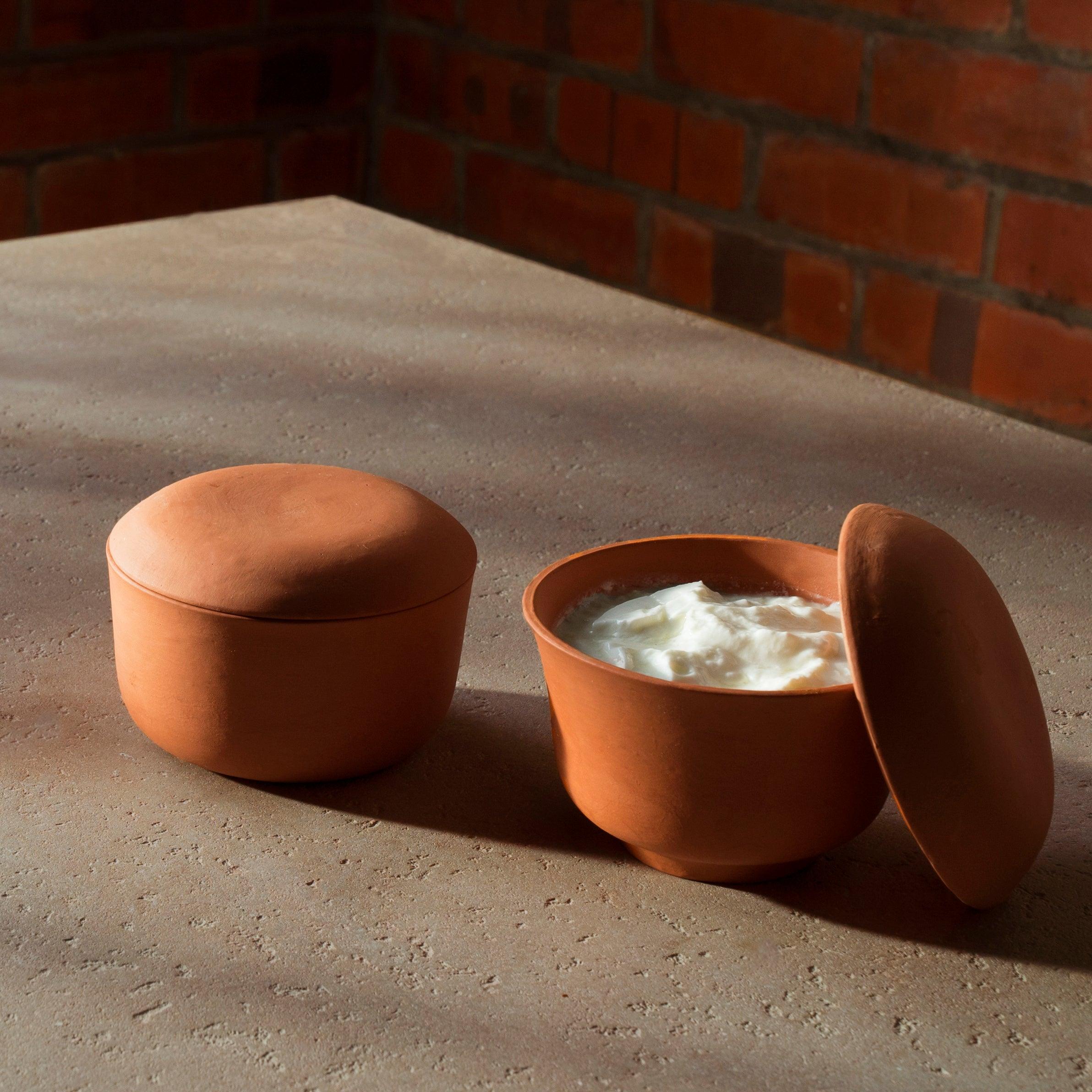 natural terracotta curd setter