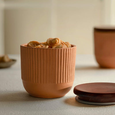 Sienna Tarracotta Jar with Wooden Lid - ellementry