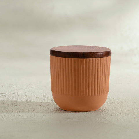 Sienna Tarracotta Jar with Wooden Lid - ellementry