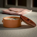 Knurl Terracotta Curd Setter with Wooden Lid(Small) - ellementry