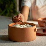 Knurl Terracotta Curd Setter with Wooden Lid(Large) - ellementry