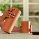 Knurl Terracotta Carafe with Wooden Lid - ellementry
