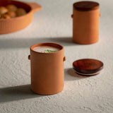 Knurl Terracotta Tumbler with Wooden Lid - ellementry