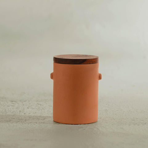 Knurl Terracotta Tumbler with Wooden Lid - ellementry