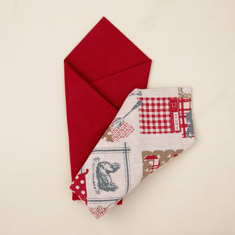 red and multicolour s/2 dish towel - ellementry