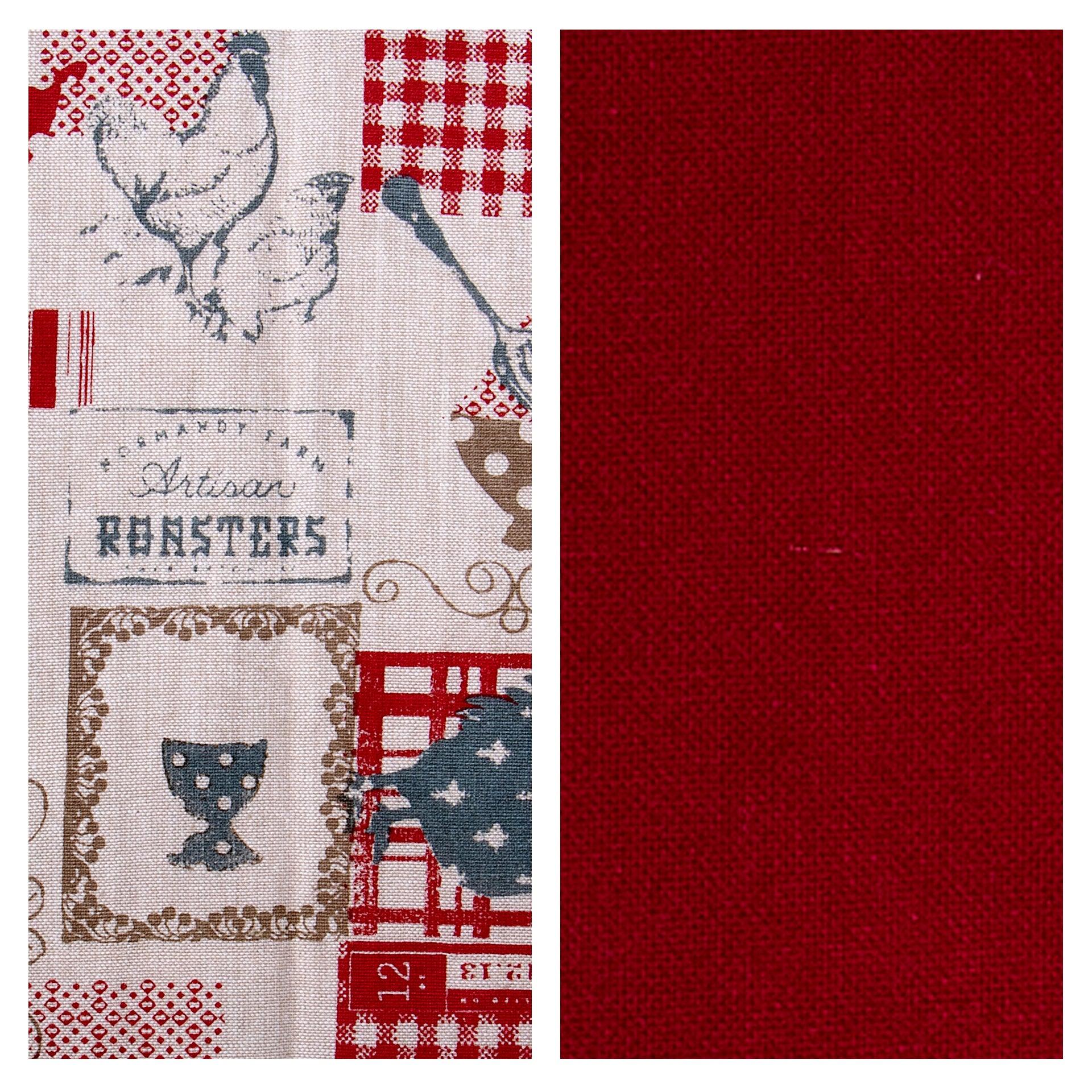 red and multicolour s/2 dish towel