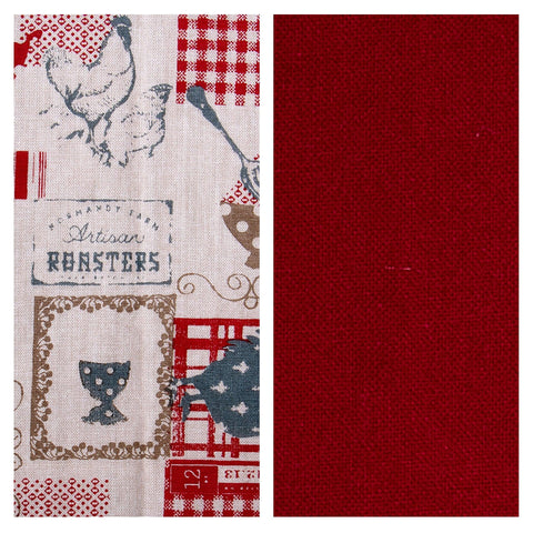 red and multicolour s/2 dish towel - ellementry