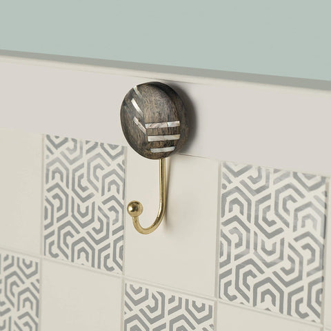 intersections black wooden wall hook - ellementry
