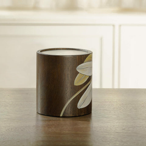 Frangipani Wooden Candle Holder (Small) - ellementry