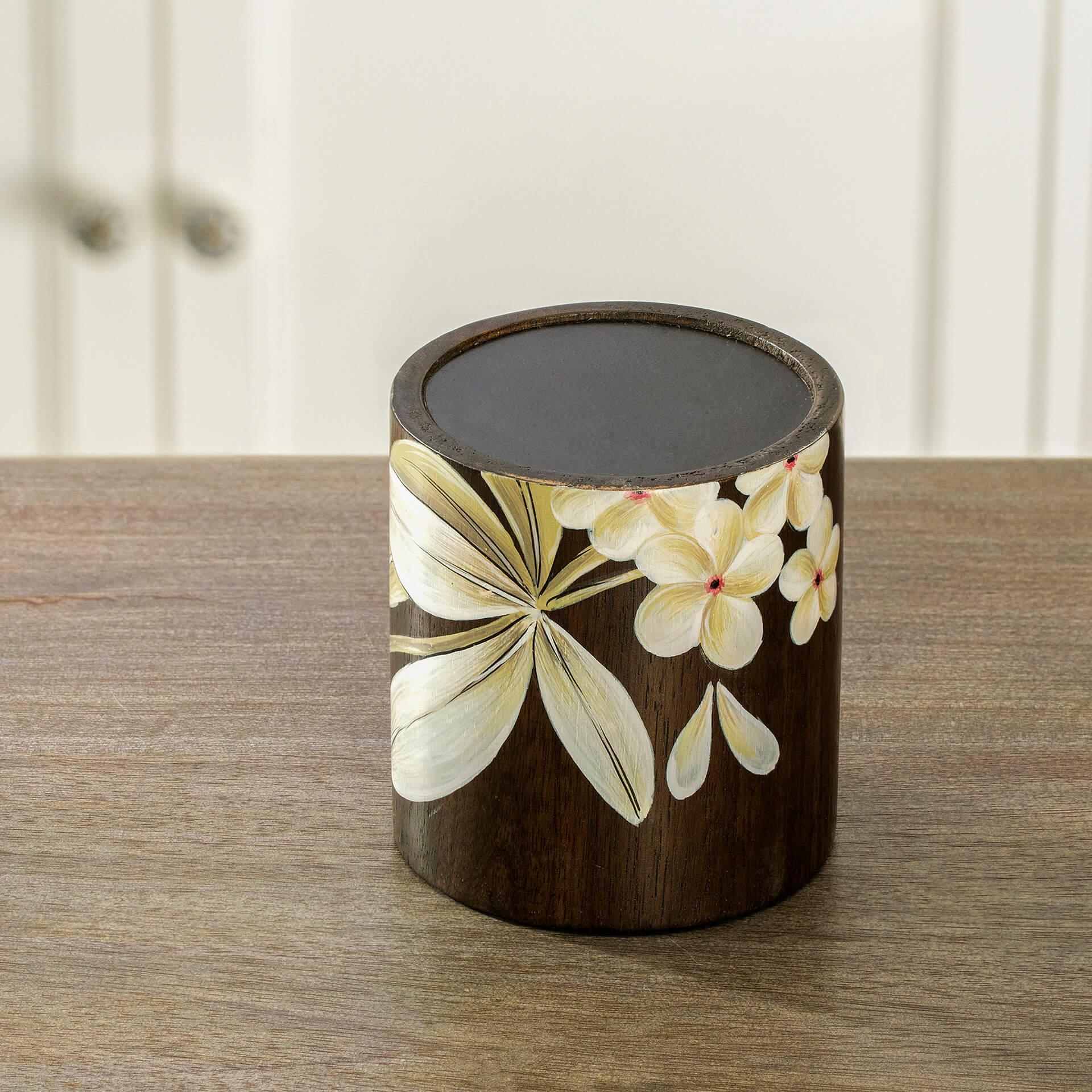 Frangipani Wooden Candle Holder (Small)