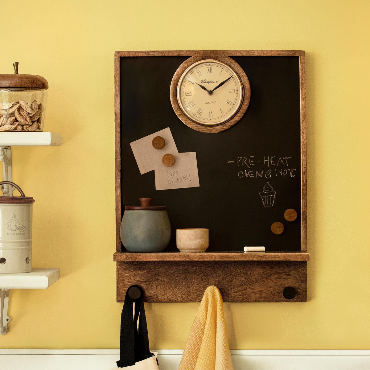 In Time Notice Board with Clock & Shelf - ellementry