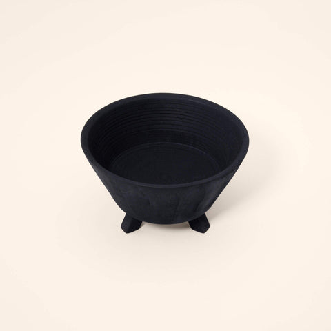 black tribal mango wooden bowl with stand- medium - ellementry