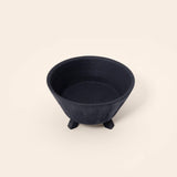 black tribal mango wood bowl with stand- small - ellementry