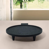 tribal mango wood platter with legs round black - ellementry