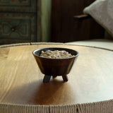 tribal mango wood bowl with stand medium brown - ellementry