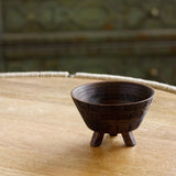 TRIBAL MANGO WOOD BOWL WITH STAND SMALL BROWN - ellementry