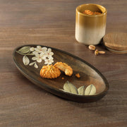 Frangipani Oval Wooden Platter- Small