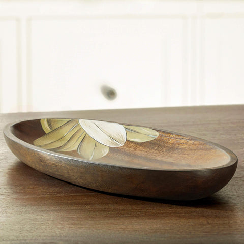 Frangipani Oval Wooden Platter(Small) - ellementry