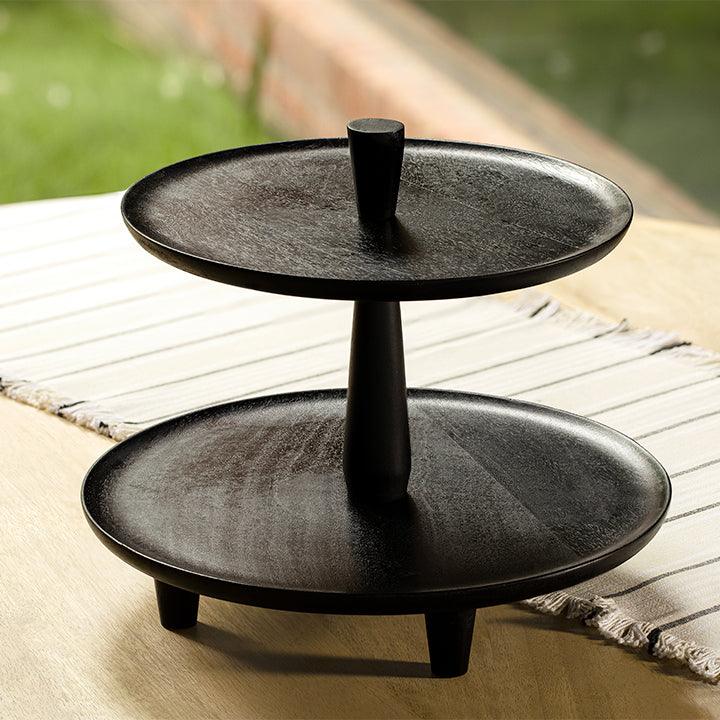 Midnight Mango Wood Cake Stand (2 Tier)