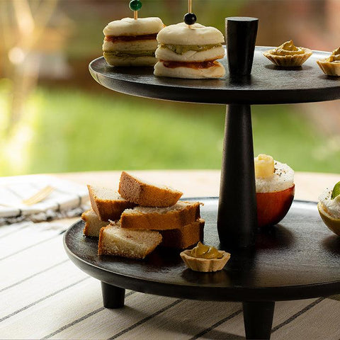 Midnight Mango Wood Cake Stand (2 Tier) - ellementry