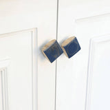 blue wood knob- square (set of 2) - ellementry