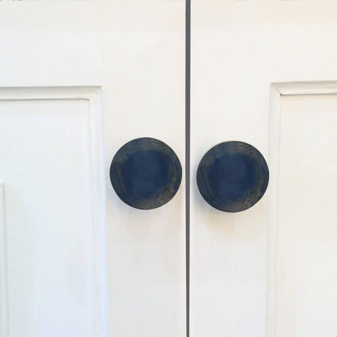 blue wood knob- round (set of 2) - ellementry