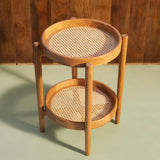 Cane Craft Side Table with Removable Trays - ellementry