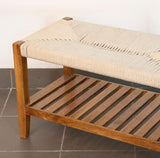 Twine Wooden Bench with Rack (White) - ellementry